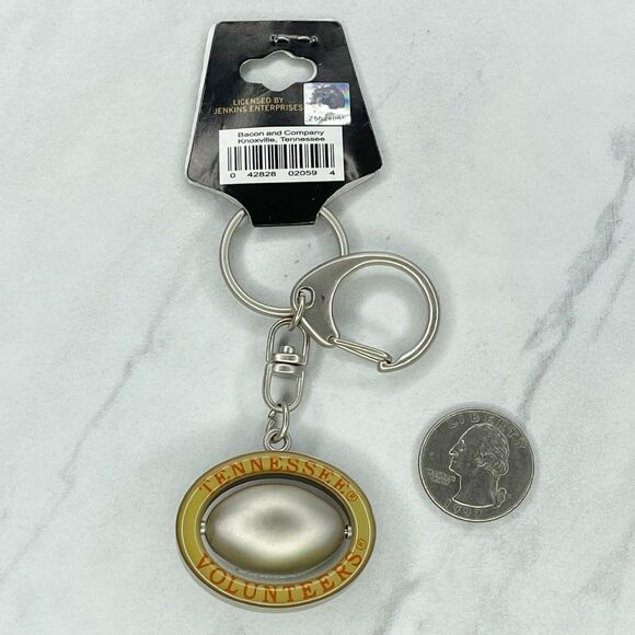 Bacon & Co Tennessee Volunteers Spinning Football Keychain Keyring - Picture 2 of 9